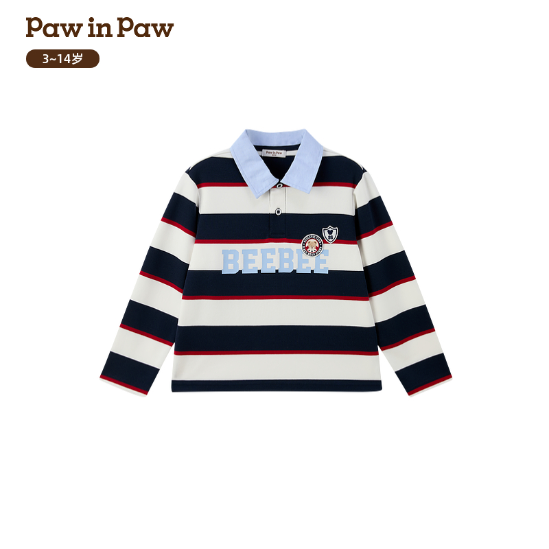 【达人专属】PawinPaw童装25年秋季新款男童翻领长袖T恤PCLWF3812M