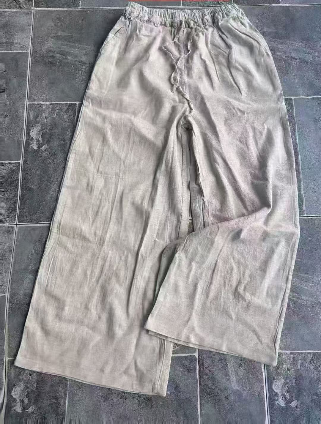 （再见时光）休闲阔腿裤宽松国风新中式时尚