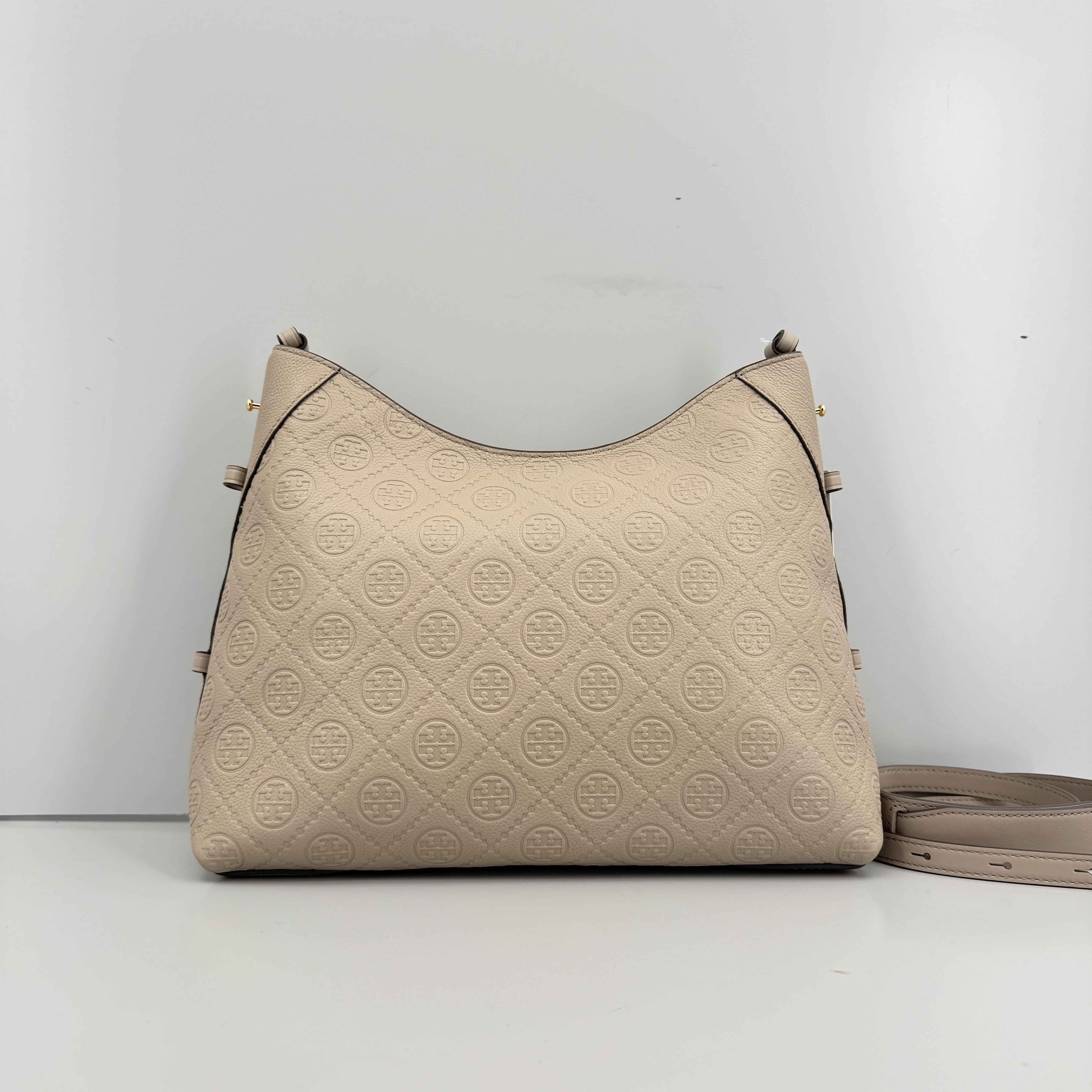 99新 TORY BURCH/汤丽柏琦 小林T系列压纹灰色流浪包30*25B123104