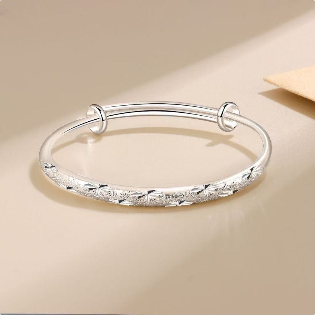 足银满天星推拉手镯-049