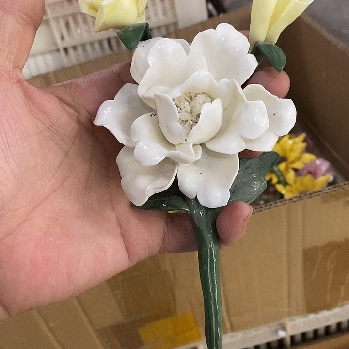 瓷片纯手工陶瓷花摆件1瑕