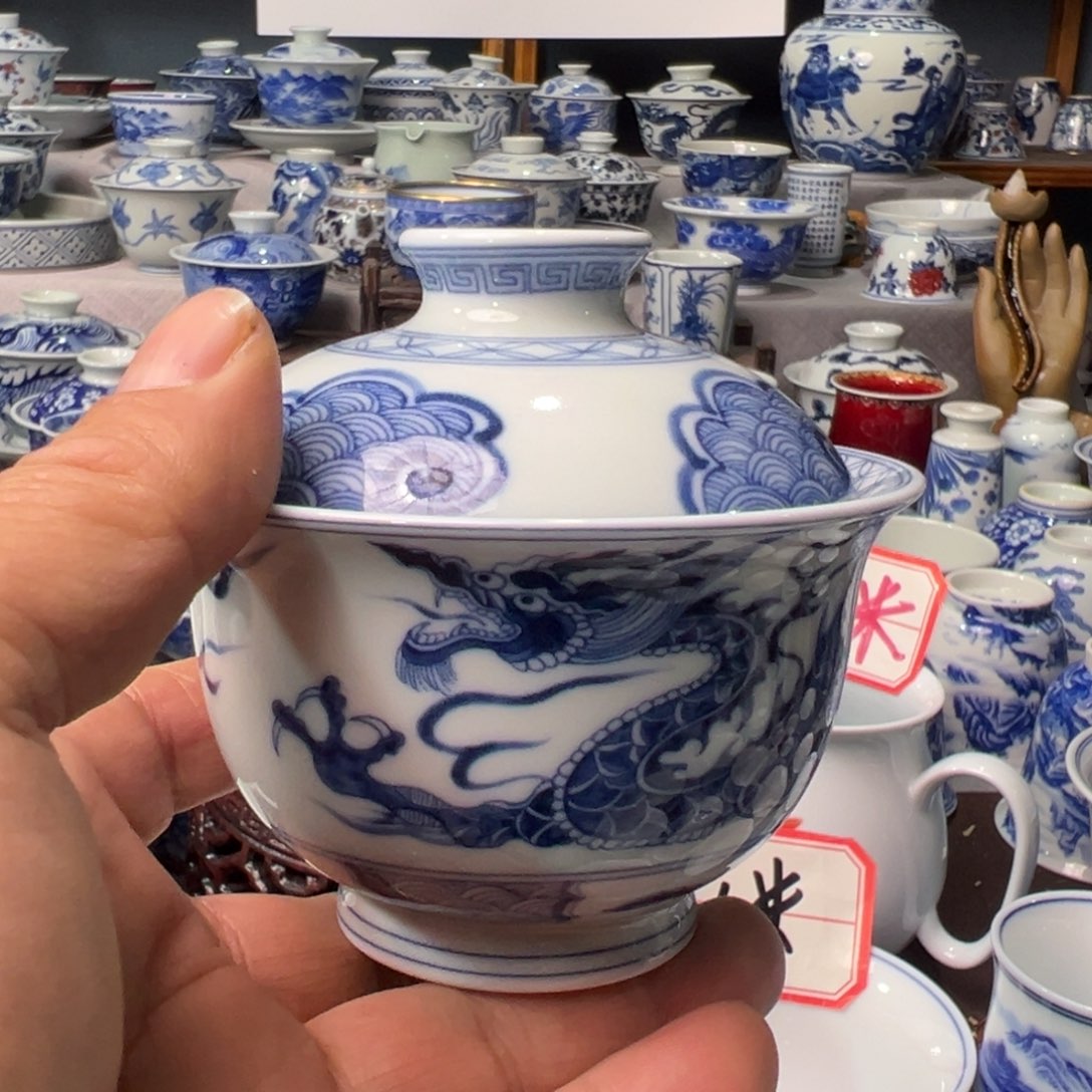 摆件胖*丁景德镇青花瓷器