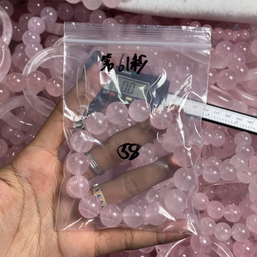 水晶天然莫粉手串未镶嵌