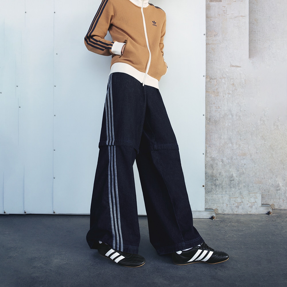 adidas阿迪三叶草2025男子简约时尚运动裤DENIM ZIP牛仔裤KB6416