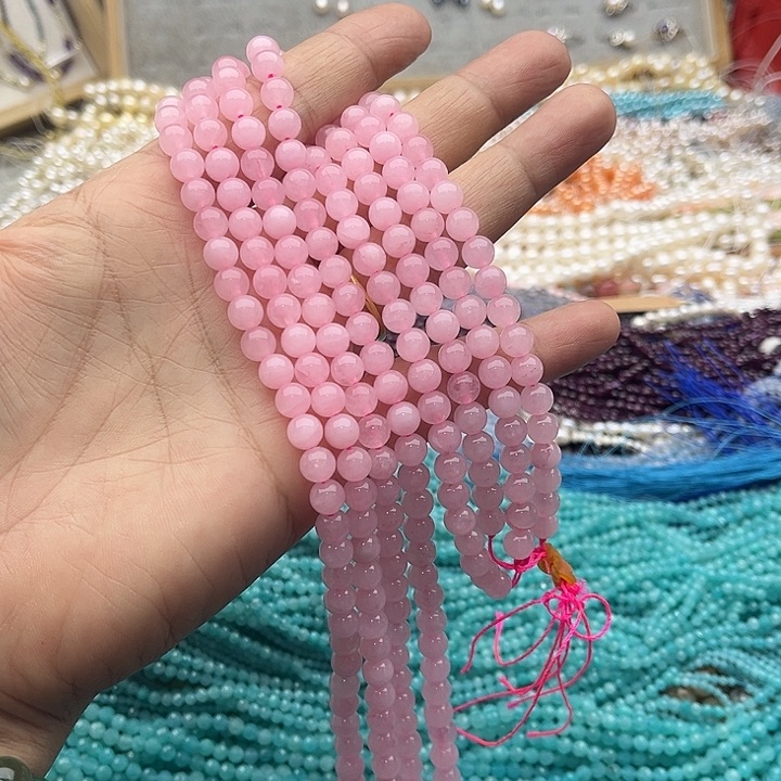 玛瑙/玉髓珠宝半成品未镶嵌2条6mm粉晶
