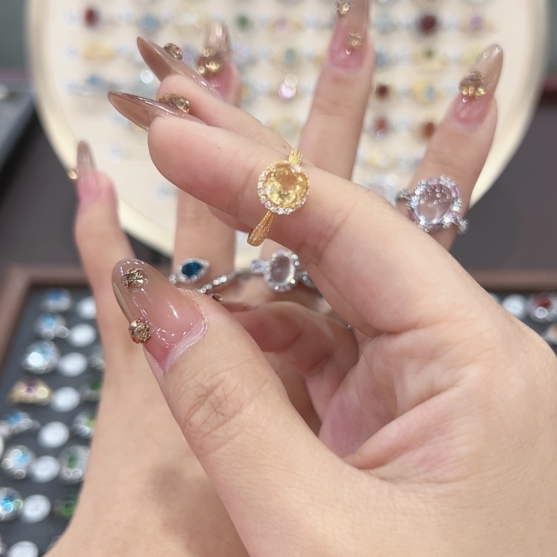 蛇纹石玉戒指银S925镶嵌