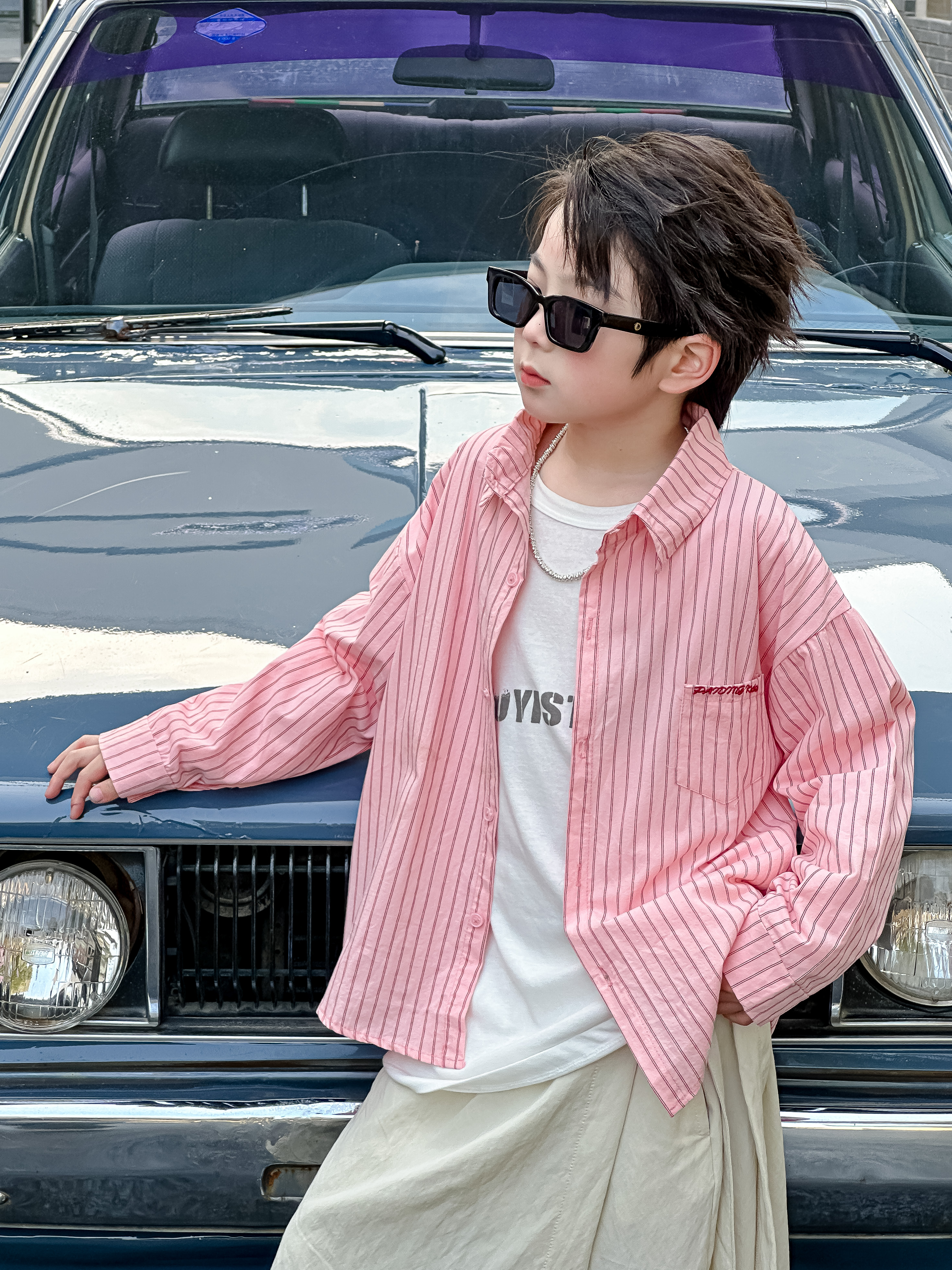 【100%纯棉】春秋季男童新款儿童衬衫长袖清新洋气百搭