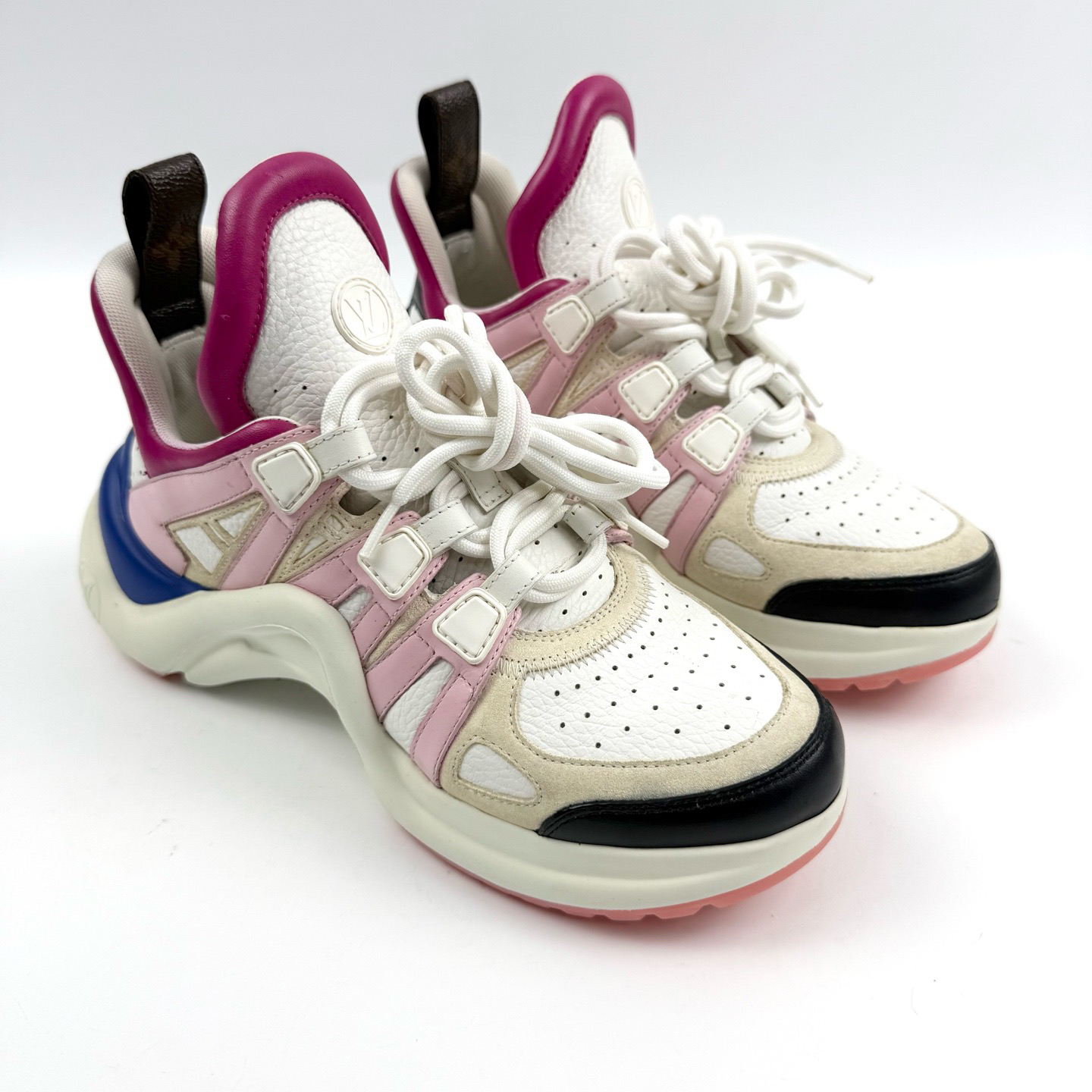 99新 LouisVuitton/路易威登 36码 粉蓝配色拱桥鞋 xz0367