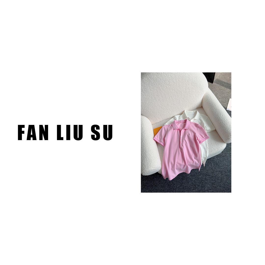 【FANLIUSU】小马标粉色、白色修身显瘦polo短袖T女