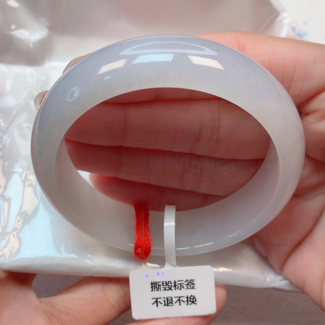 翡翠手镯未镶嵌56圈 白月光 轮胎镯