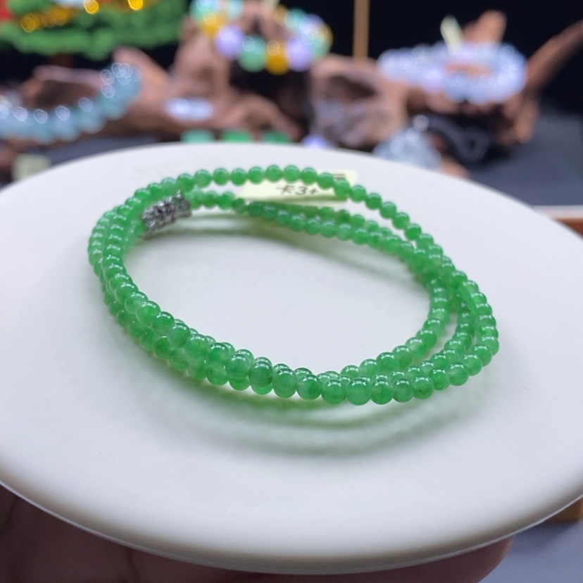 【闪购商品】翡翠颈饰未镶嵌冰绿小米珠项链