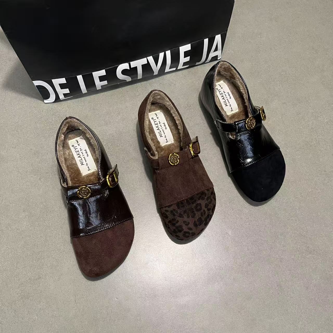 内增高3CM 2025年冬季新款拼接设计时尚简约加绒日常芒果头单鞋