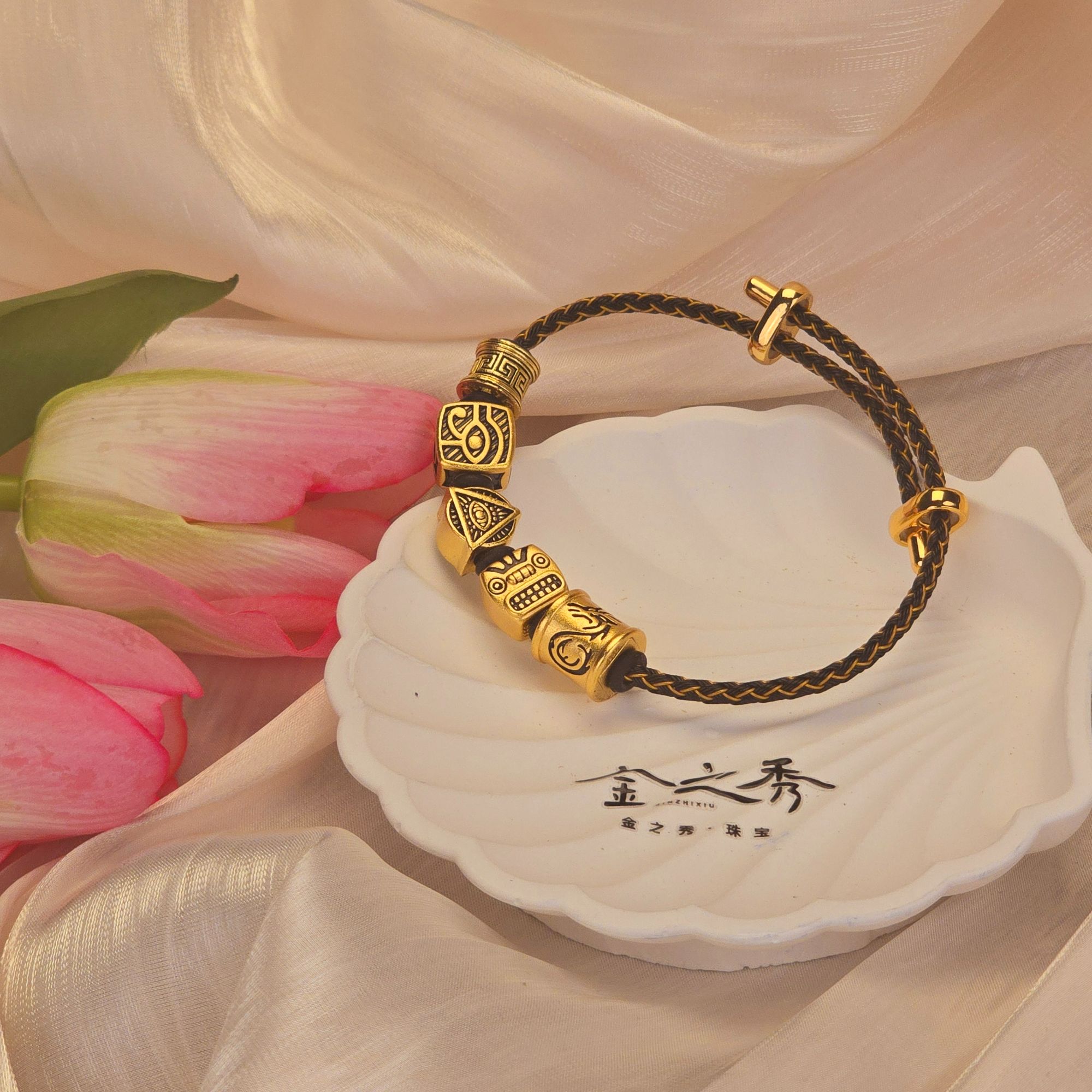 金之秀珠宝  刺青黑金转运筒时尚百搭简约适合送男女朋友