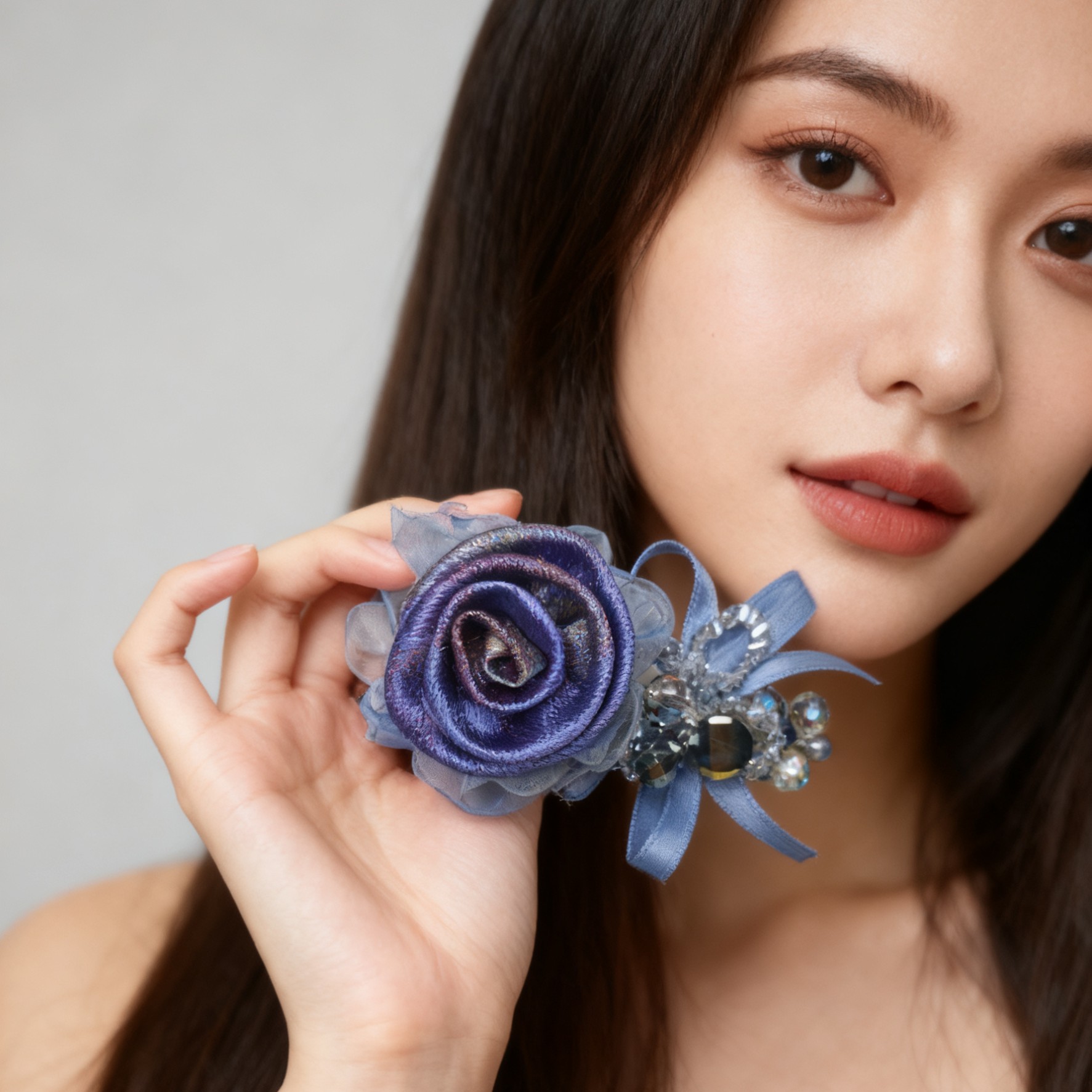 A8107编号紫莹轻奢发饰蝴蝶结小弹簧夹