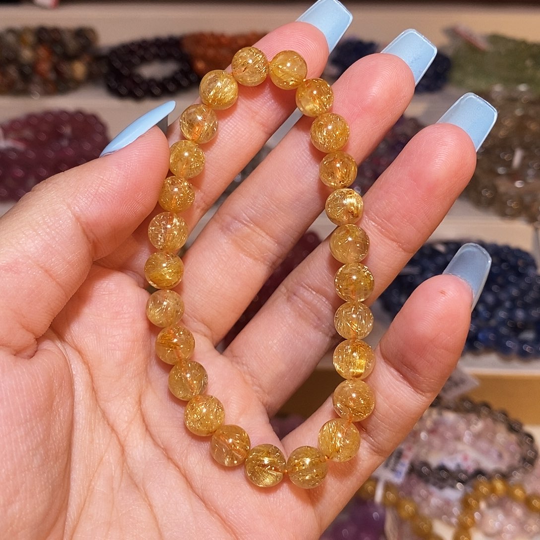 ****⁰发晶手链未镶嵌烟花金发8mm