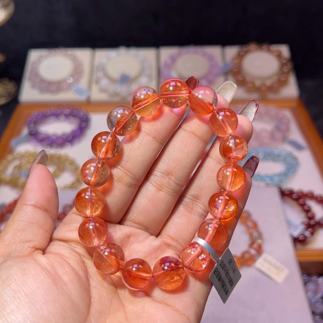 水晶手串未镶嵌Y****财收藏级纸糖电光胶花12.2m m