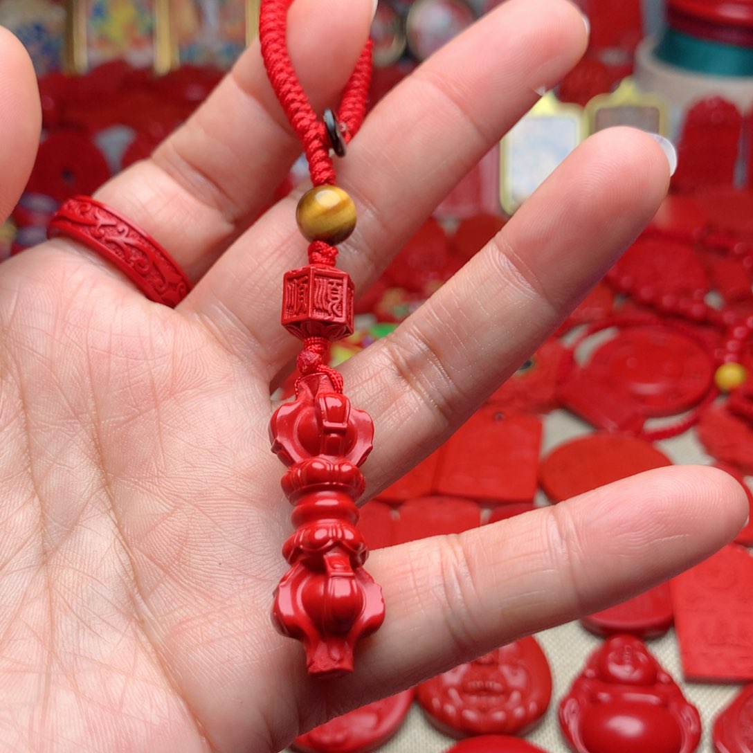 天然辰砂工艺品朱砂钥匙扣