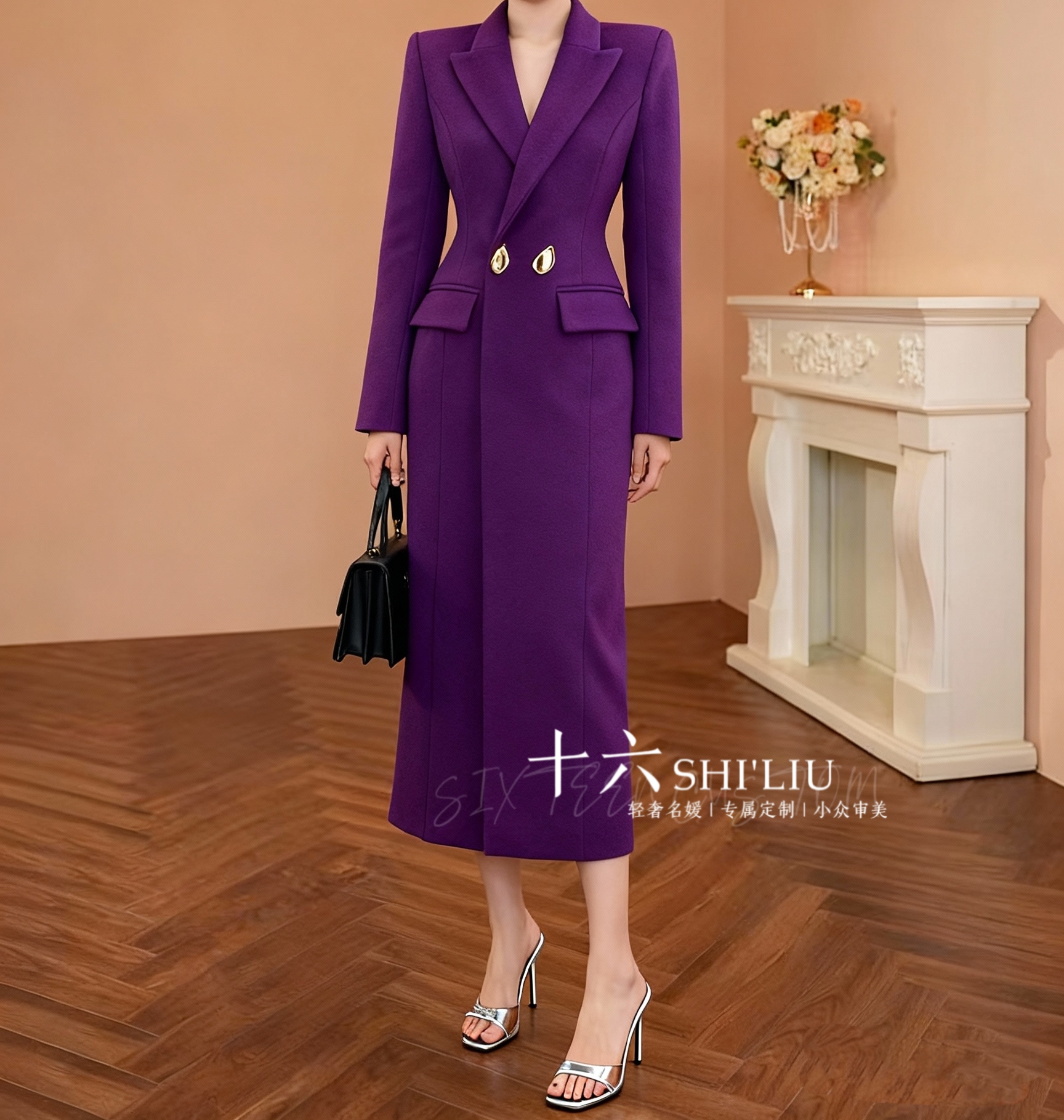 【十六定制】法式气质连衣裙长袖轻奢小众名媛显瘦连衣裙A61625