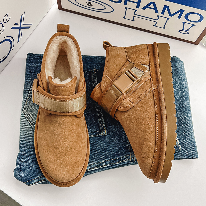 雪地靴男东北大棉鞋抗寒防滑潮流真皮棉靴冬季加绒加厚保暖面包鞋