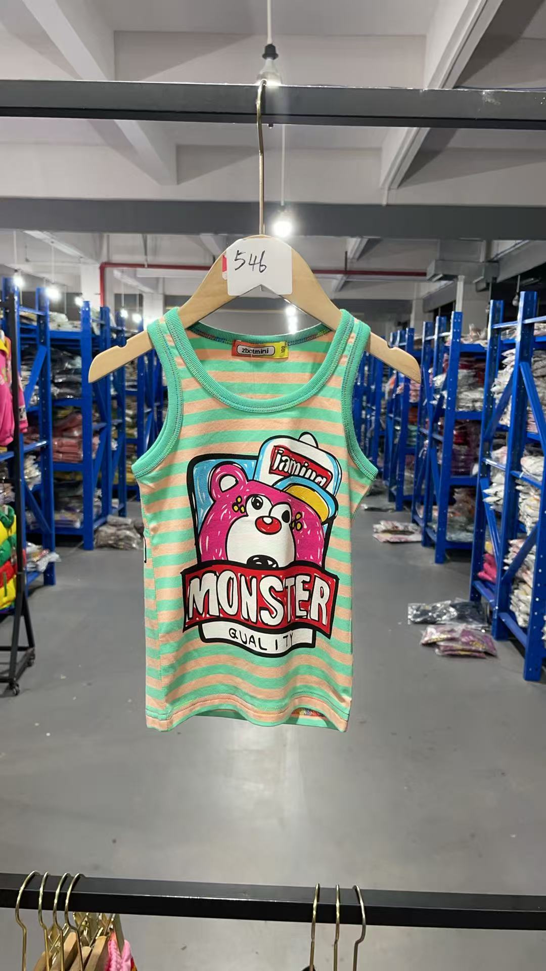 546 蜡笔熊背心  蓝条纹