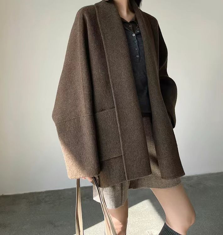 27005-中长款轻奢气质简约设计小个子羊毛牦牛绒设计师女装时尚