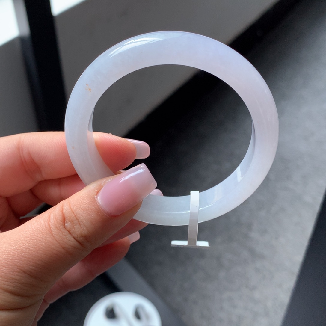 翡翠手镯未镶嵌14 54淡紫底正圈