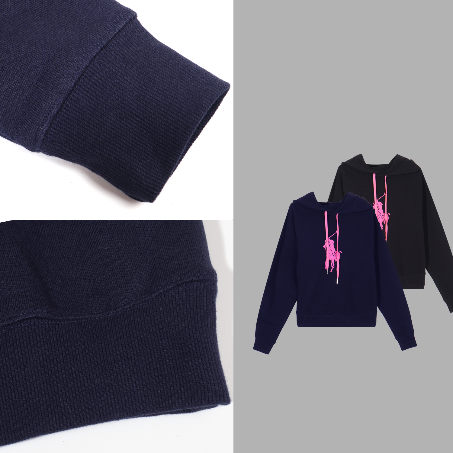 凯特丝蓓3622#【品克】经典小马印花高级休闲连帽卫衣