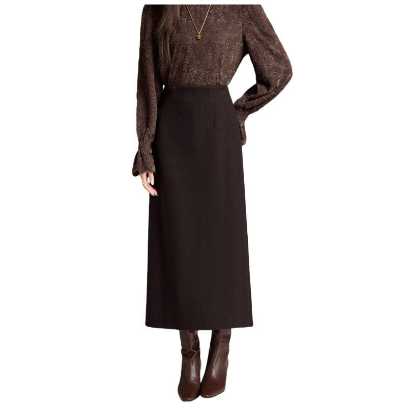 XYH 2296新款百搭气质开叉高腰显瘦A字裙