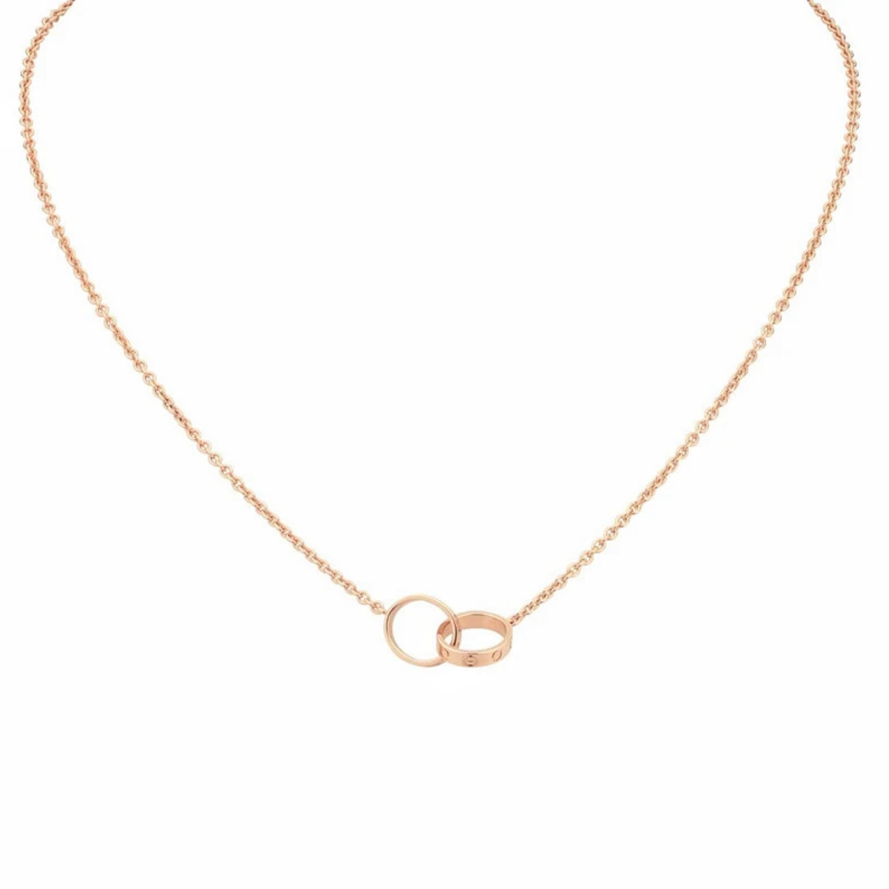 未使用 Cartier/卡地亚 LOVE 18k玫瑰金双环项链保卡