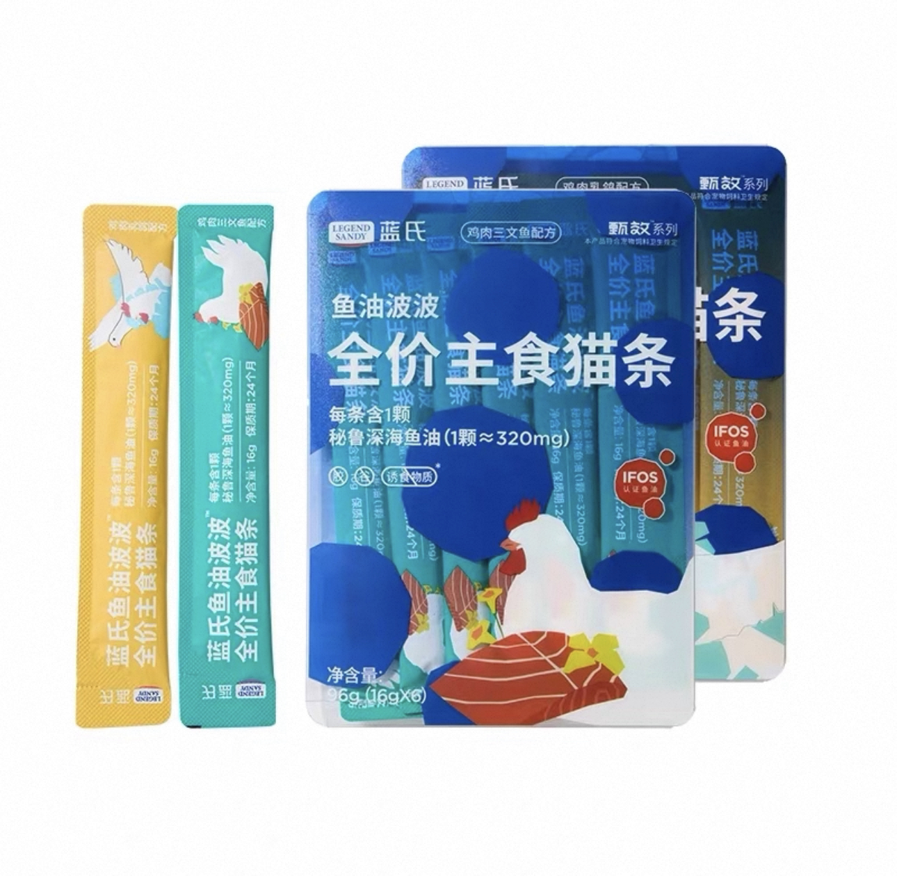 蓝S鱼油波波主食猫条防掉毛美毛营养增肥发腮16g