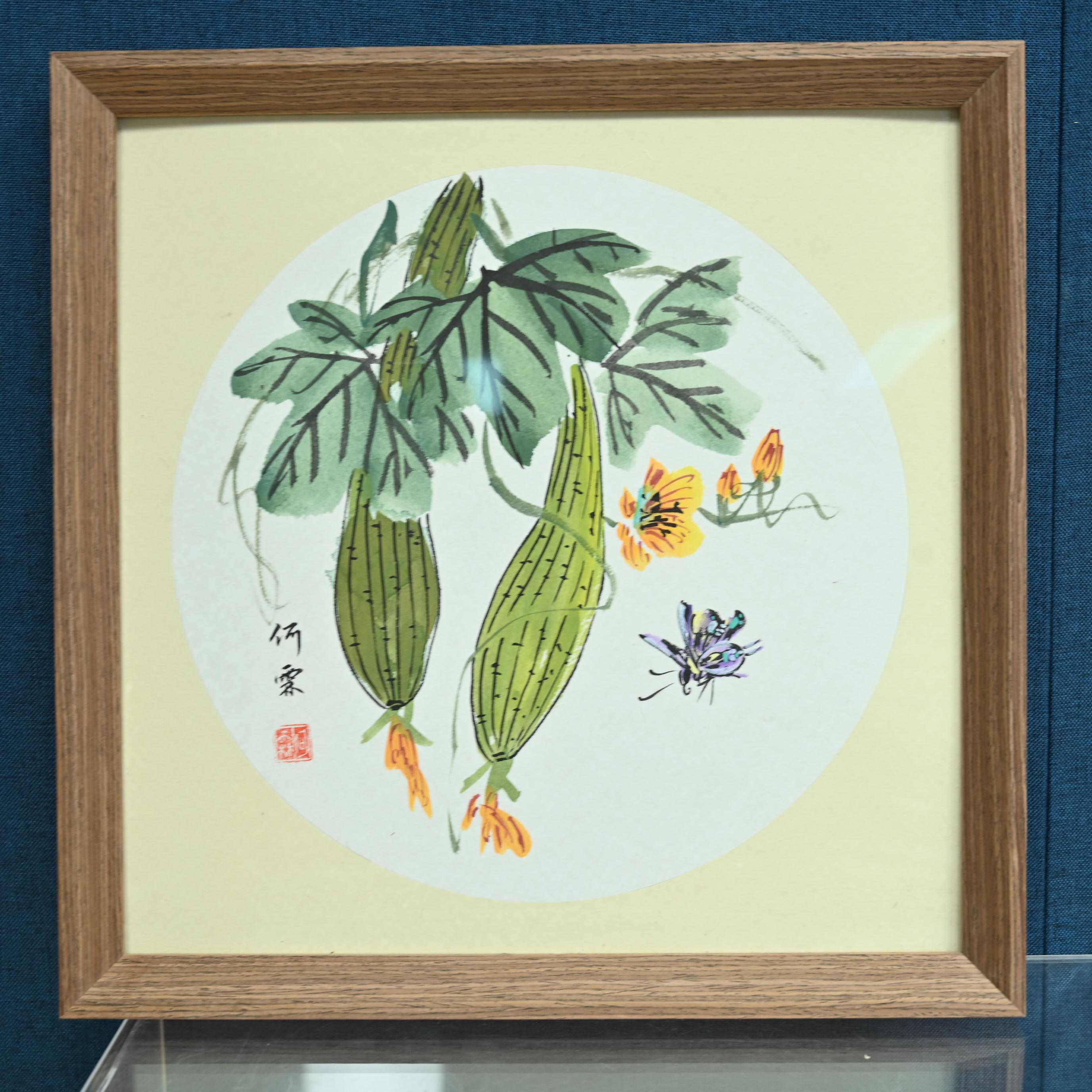 R-绘画作品丝瓜蝴蝶，尺寸35*35