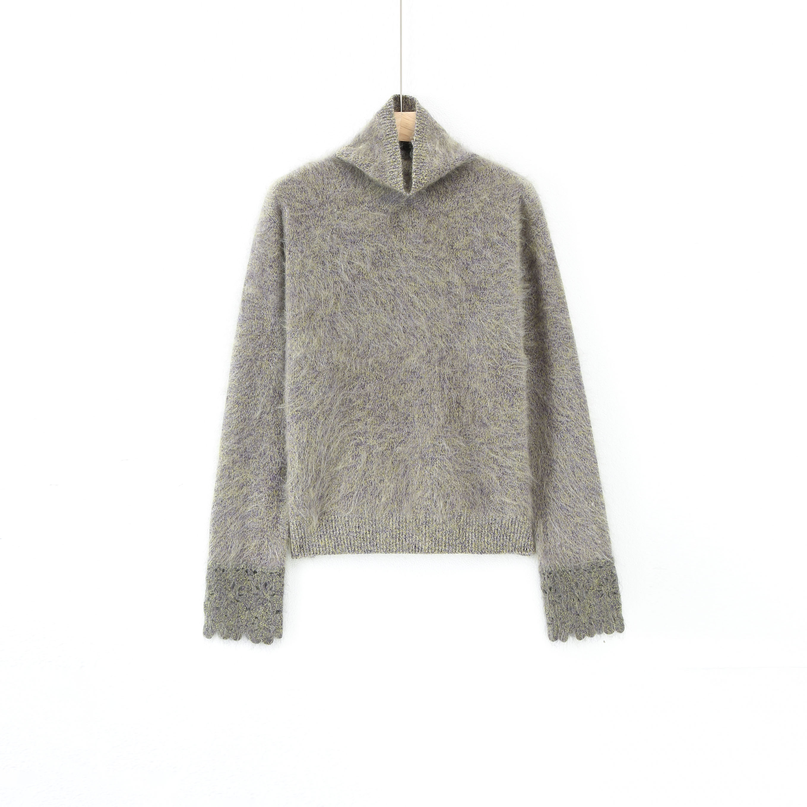 左佐羊绒100%钩花山羊绒拉绒基础打底高领秋冬针织气质-88106