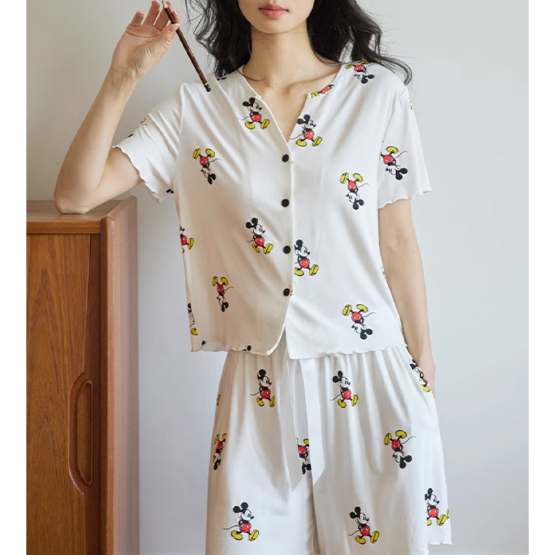 Sleep Password【迪士尼米奇白底开衫双短】小众设计师家居服