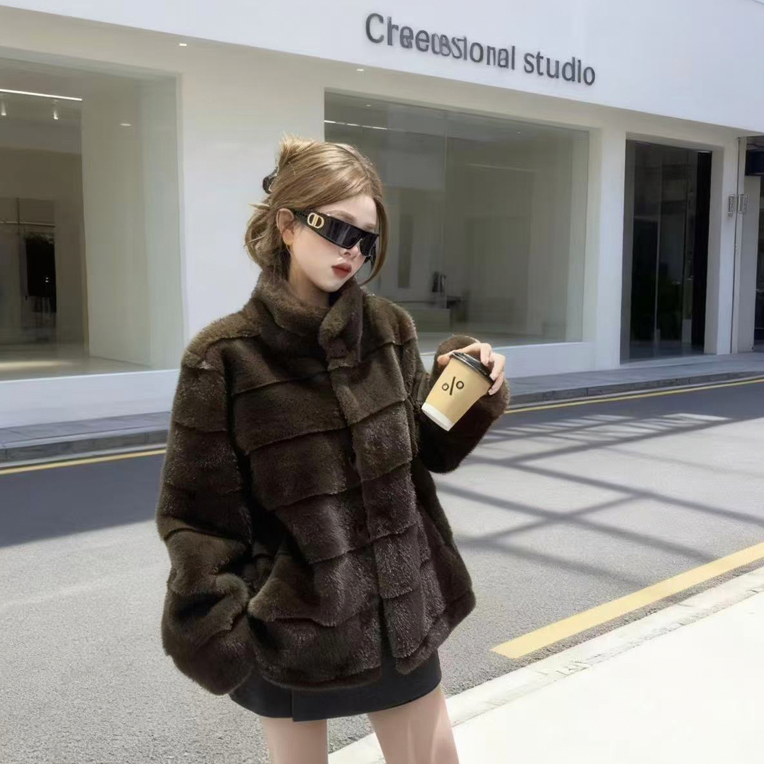 邹先森3786-30纹路立领柔软厚实外套冬季保暖时尚轻奢气