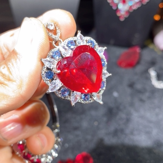 红宝石戒指银S925镶嵌