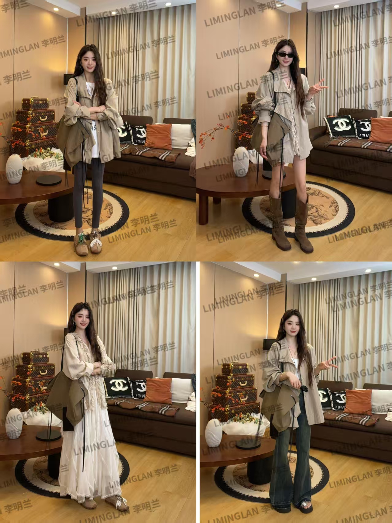 李明兰秋季新款长袖纯色女短外套时尚秋冬休闲宽松外套