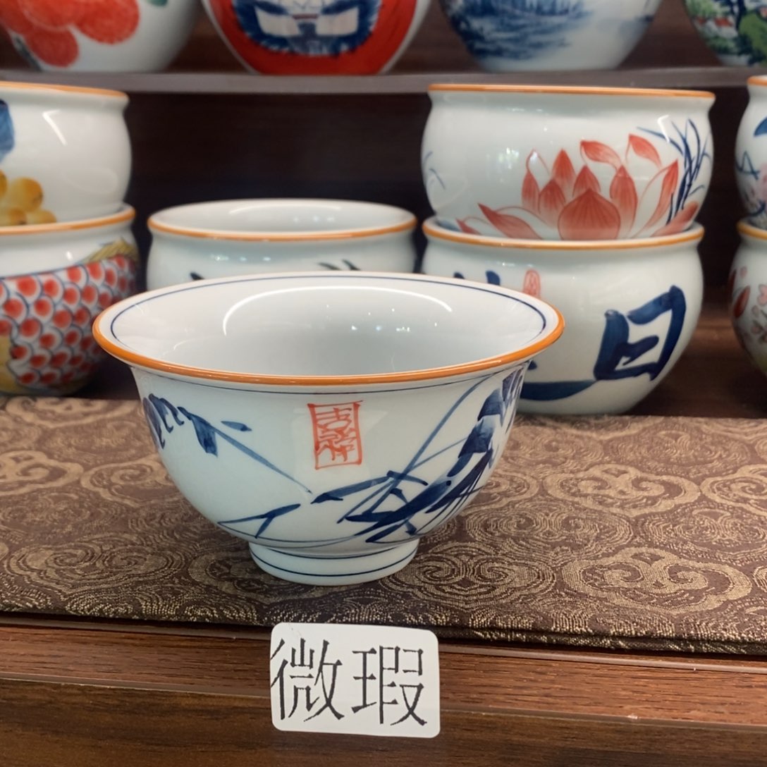 釉下手绘茶具微瑕手工绘制