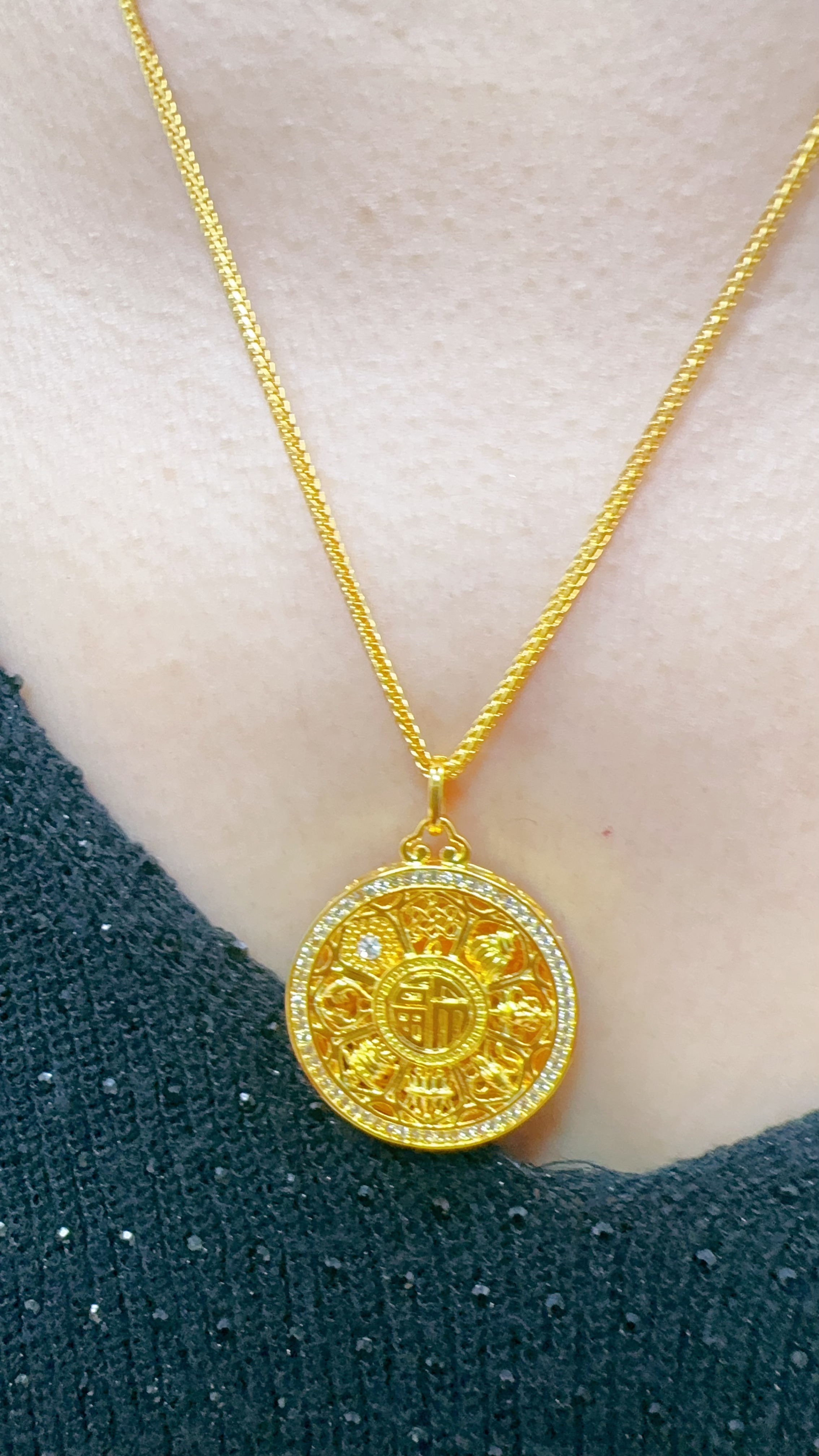 合金吊坠 满钻福韵罗盘套链