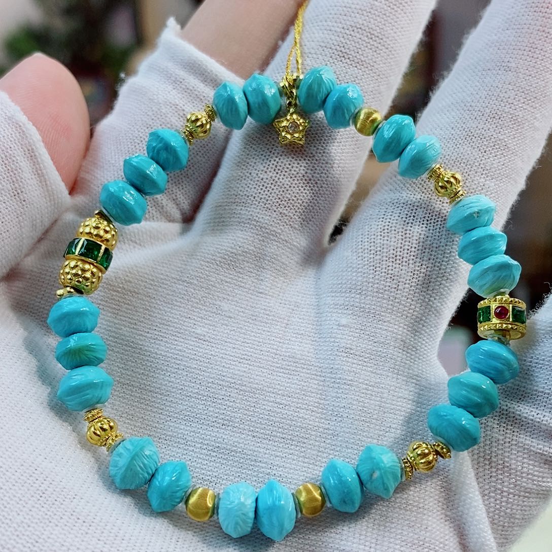 18K金镶嵌绿松石珠宝奇石