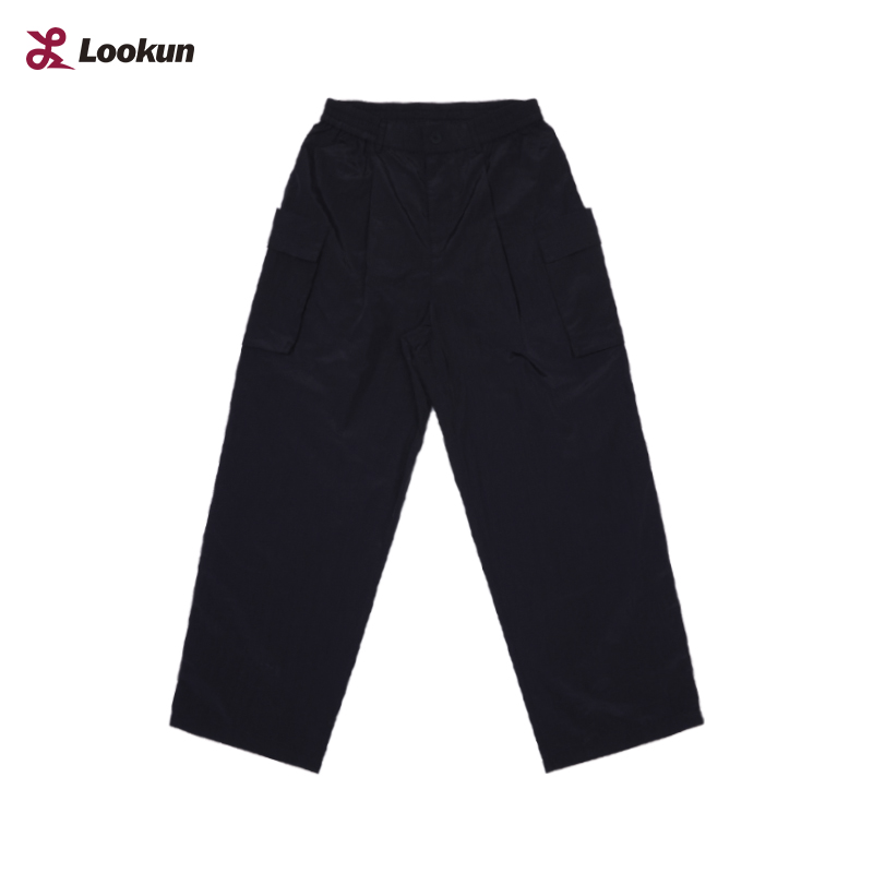 Lookun男士时尚百搭情侣直筒裤夏季黑色休闲宽松春夏潮流工装裤