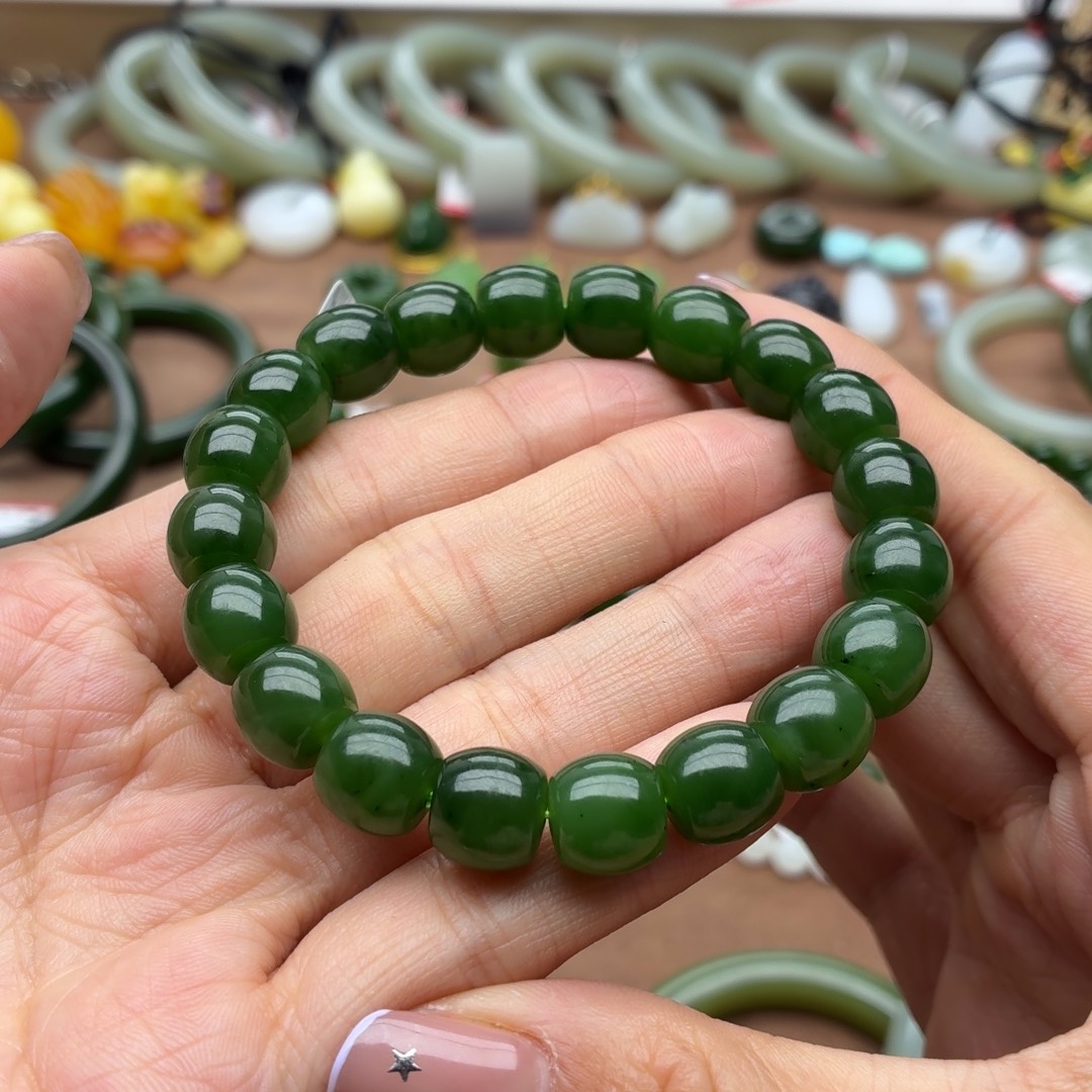 安***3和田玉未镶嵌手串卡10