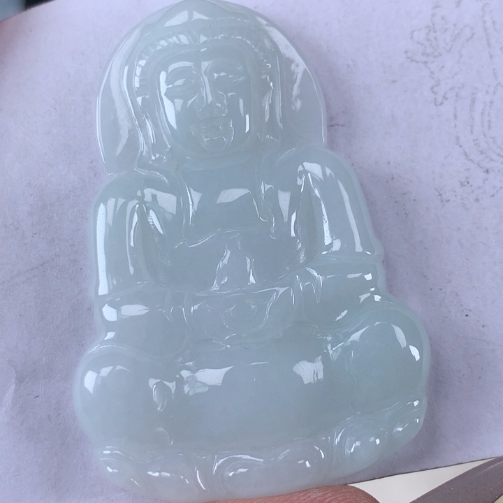 颈饰未镶嵌翡翠老*玉观音吊坠