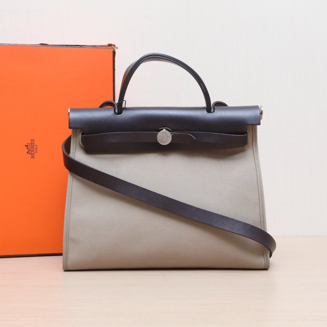 95新 Hermes/爱马仕 -288【小花Han】Herbag 31马尔法米色帆布框R包