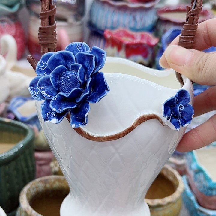 多肉绿植陶瓷花盆9.9包邮，有孔