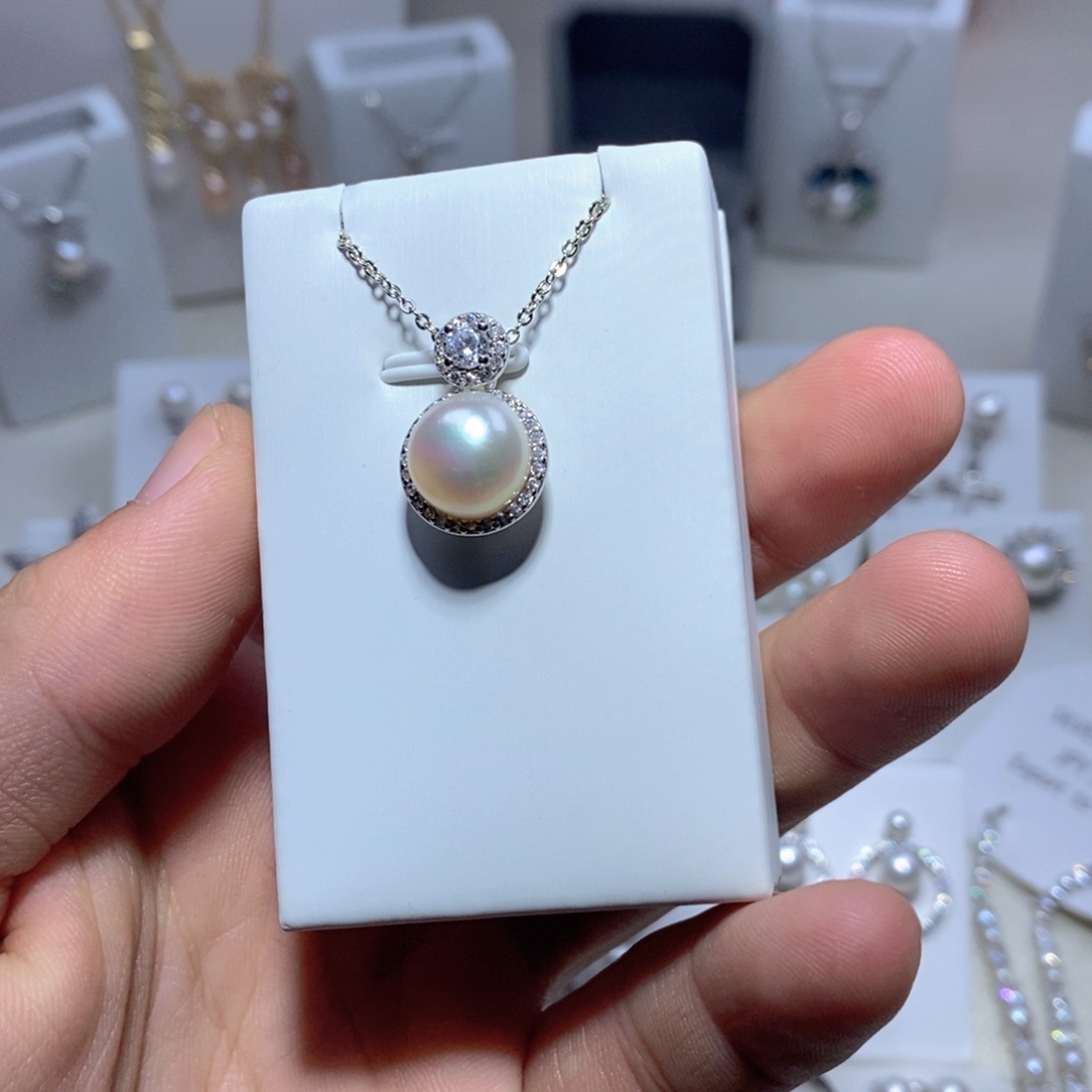 耳饰银S925镶嵌淡水珍珠