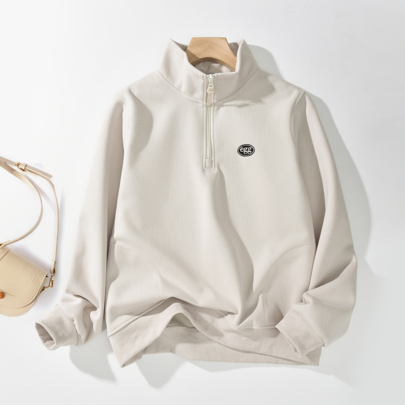 秋冬新款小立领半拉链刺绣卫衣宽松显瘦气质百搭时尚休闲上衣 267