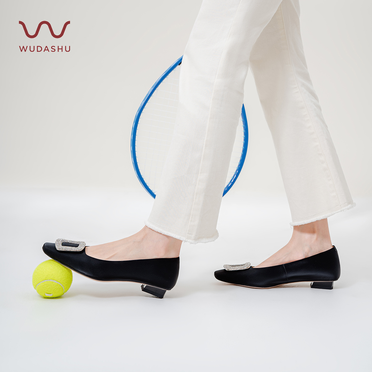 气质优雅舒适高跟鞋时尚方头方扣简约轻奢感女鞋