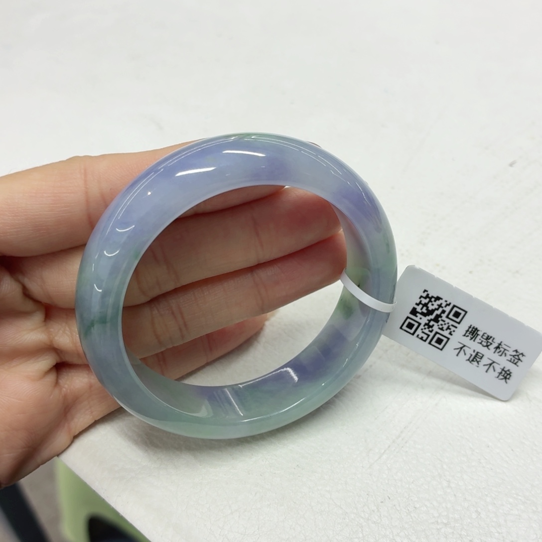 翡翠未镶嵌手镯52.7紫罗兰莫奈花园