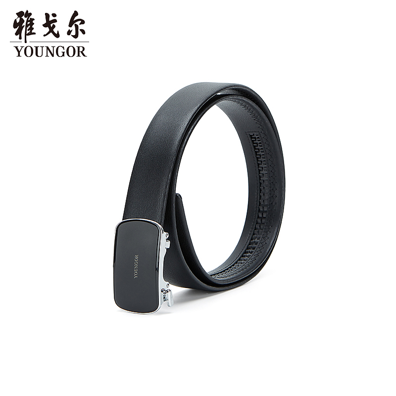 雅戈尔腰带时尚百搭男士皮腰带自动扣皮质有弹力真皮裤腰带82953