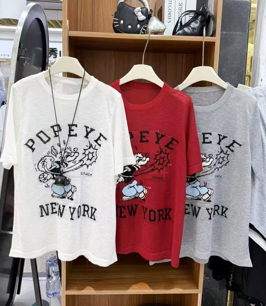 【ZUOZUO】大力水手动漫刺绣短袖圆领针织短袖358